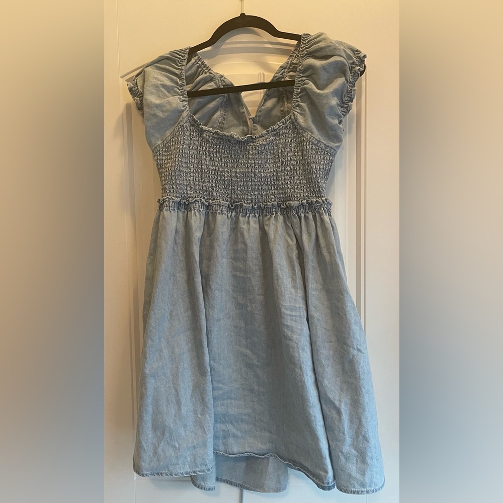 Free People Roushed Babydoll Denim Dress